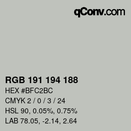 Color code: RGB 191 194 188 | qconv.com