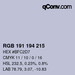 Color code: RGB 191 194 215 | qconv.com