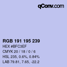 Código de color: RGB 191 195 239 | qconv.com