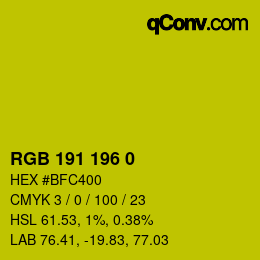 Color code: RGB 191 196 0 | qconv.com