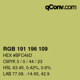 Color code: RGB 191 196 109 | qconv.com