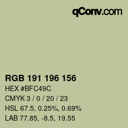 カラーコード: RGB 191 196 156 | qconv.com
