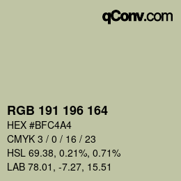 Farbcode: RGB 191 196 164 | qconv.com