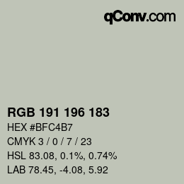 Código de color: RGB 191 196 183 | qconv.com