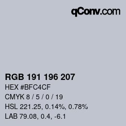 Código de color: RGB 191 196 207 | qconv.com