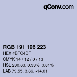 Código de color: RGB 191 196 223 | qconv.com
