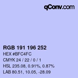 カラーコード: RGB 191 196 252 | qconv.com