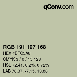 Código de color: RGB 191 197 168 | qconv.com