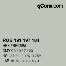 カラーコード: RGB 191 197 184 | qconv.com