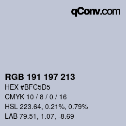 颜色代码: RGB 191 197 213 | qconv.com