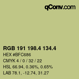 カラーコード: RGB 191 198.4 134.4 | qconv.com