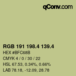 カラーコード: RGB 191 198.4 139.4 | qconv.com