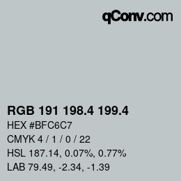 カラーコード: RGB 191 198.4 199.4 | qconv.com
