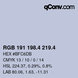 カラーコード: RGB 191 198.4 219.4 | qconv.com