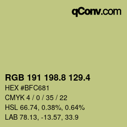カラーコード: RGB 191 198.8 129.4 | qconv.com