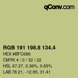 カラーコード: RGB 191 198.8 134.4 | qconv.com