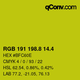 カラーコード: RGB 191 198.8 14.4 | qconv.com