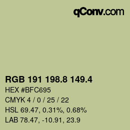 カラーコード: RGB 191 198.8 149.4 | qconv.com