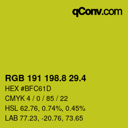 カラーコード: RGB 191 198.8 29.4 | qconv.com
