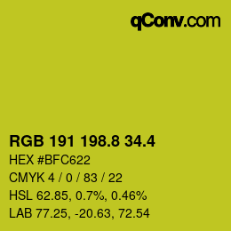 カラーコード: RGB 191 198.8 34.4 | qconv.com