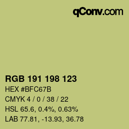 Color code: RGB 191 198 123 | qconv.com