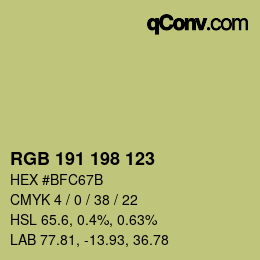 Code couleur: RGB 191 198 123 | qconv.com