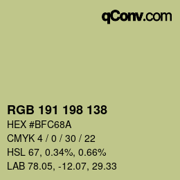 Farbcode: RGB 191 198 138 | qconv.com