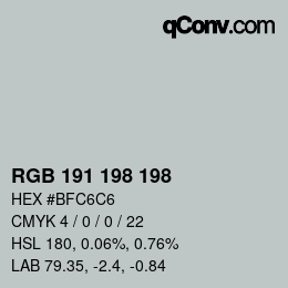 Color code: RGB 191 198 198 | qconv.com