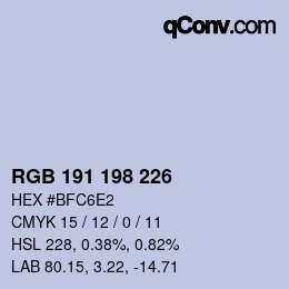 Color code: RGB 191 198 226 | qconv.com