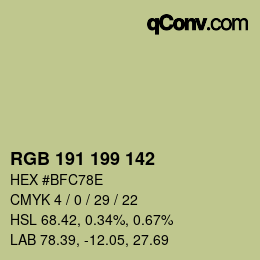 Color code: RGB 191 199 142 | qconv.com