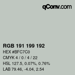 Color code: RGB 191 199 192 | qconv.com
