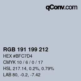 Color code: RGB 191 199 212 | qconv.com
