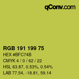 Color code: RGB 191 199 75 | qconv.com