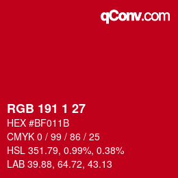 Color code: RGB 191 1 27 | qconv.com