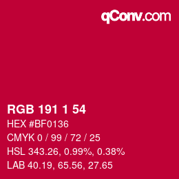 Color code: RGB 191 1 54 | qconv.com