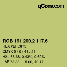 カラーコード: RGB 191 200.2 117.6 | qconv.com