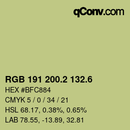 カラーコード: RGB 191 200.2 132.6 | qconv.com