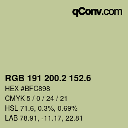 カラーコード: RGB 191 200.2 152.6 | qconv.com