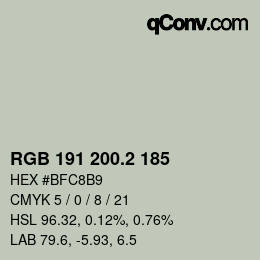 カラーコード: RGB 191 200.2 185 | qconv.com