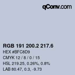 カラーコード: RGB 191 200.2 217.6 | qconv.com