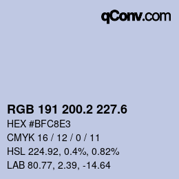 カラーコード: RGB 191 200.2 227.6 | qconv.com