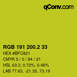 カラーコード: RGB 191 200.2 33 | qconv.com