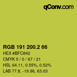 カラーコード: RGB 191 200.2 66 | qconv.com