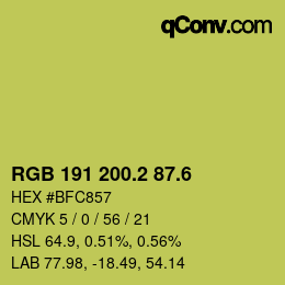 カラーコード: RGB 191 200.2 87.6 | qconv.com