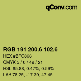 カラーコード: RGB 191 200.6 102.6 | qconv.com