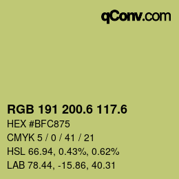 カラーコード: RGB 191 200.6 117.6 | qconv.com