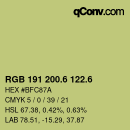 カラーコード: RGB 191 200.6 122.6 | qconv.com