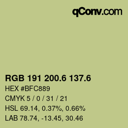 カラーコード: RGB 191 200.6 137.6 | qconv.com