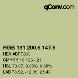 カラーコード: RGB 191 200.6 147.6 | qconv.com