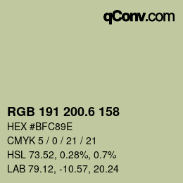 カラーコード: RGB 191 200.6 158 | qconv.com